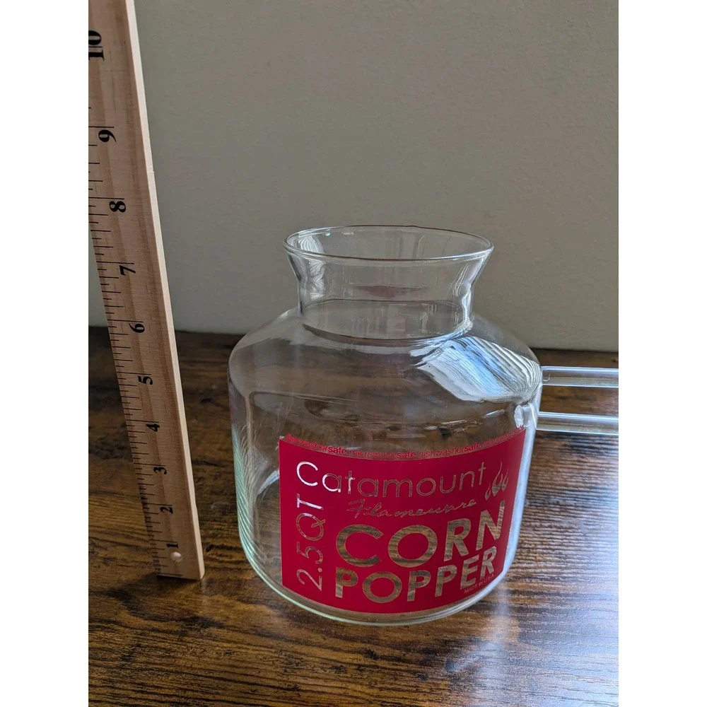 Catamount Flameware Glass Corn Popper 2.5 QT Vintage Microwave Stovetop USA